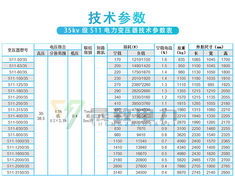 35kv电力变压器参数